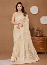 Mod Looking Saree in Beige Colour